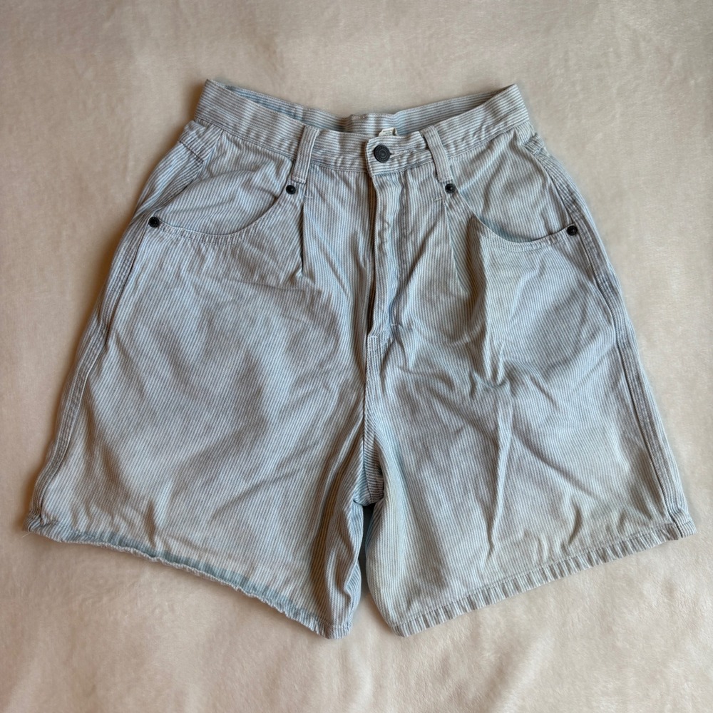 Vintage‎ Brittania Hickory Stripe Denim Shorts Womens 6 High Waist Jorts